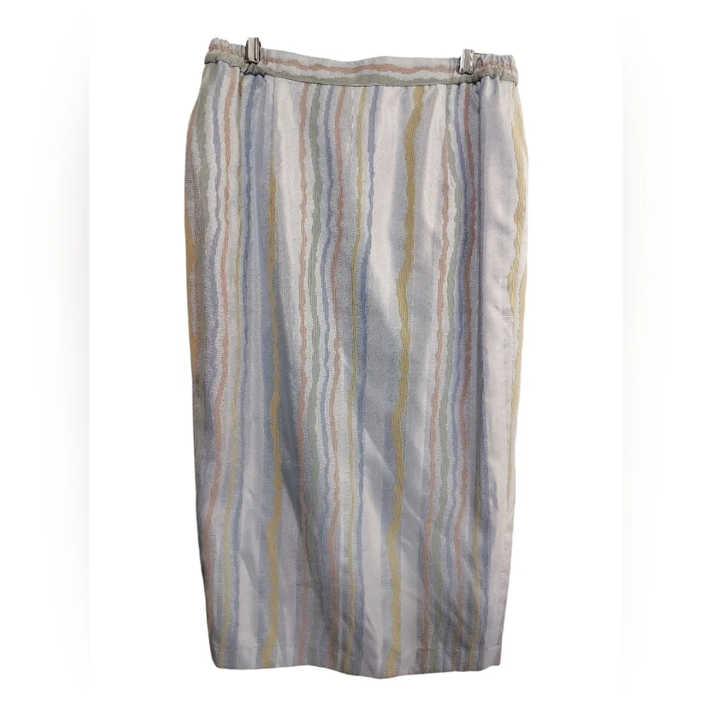 2870)Donna Vinci Couture 3 pcs Multicolor Striped Jewel Jacket Cami Skirt Suit 8 - Picture 7 of 16